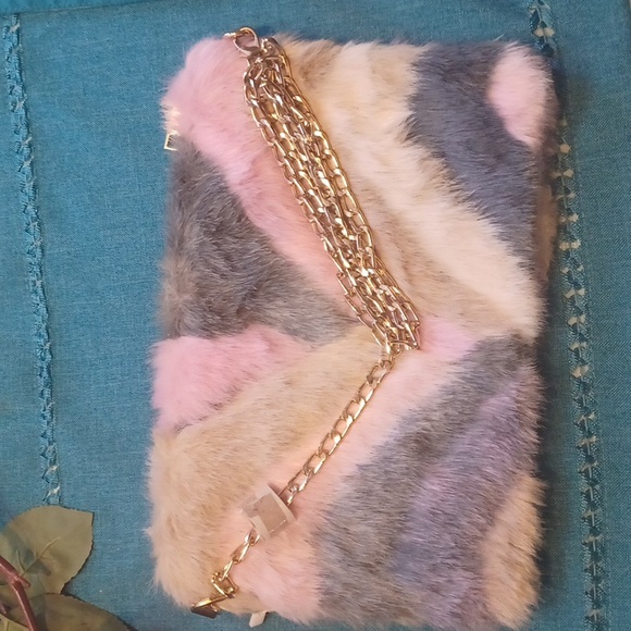 Gianni Bini Handbags - Gianni Bernini Faux Fur Chain Shoulder Bag